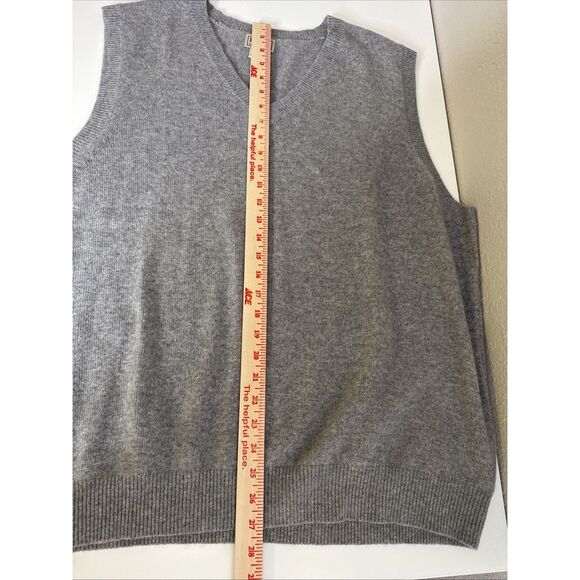 LL Bean 100% Cashmere Sweater Vest Mens Sz XXL 2XL Gray Super Soft V Neck - Picture 3 of 6